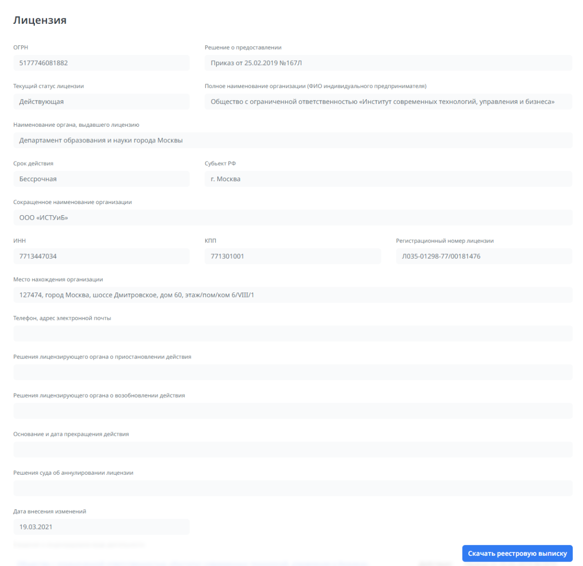 Сведения об образовательной организации